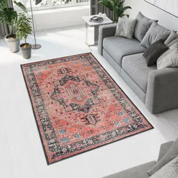 MAA HOME CONCEPT Red Floral Anti-Skid Woollen Carpet-image-27