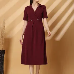 plusS Women Fit & Flare Midi Dress-image-86