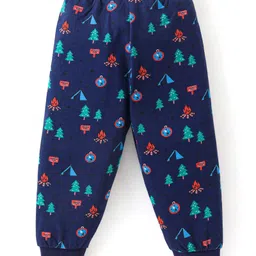 Babyhug Cotton Knit Full Length Lounge Pants with Tree & Stripes Print Pack of 3 - Multicolor image 5