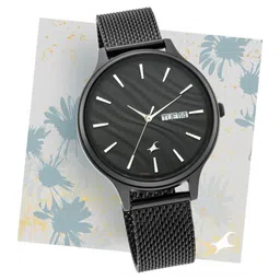 Fastrack Ruffles Quartz Analog with Day and Date Black Dial Stainless Steel Strap Watch for Girls-picture-22