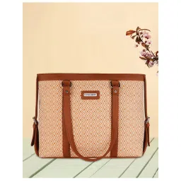 FLYING BERRY Tan Ethnic Graphic Print Handcrafted Vegan Leather Sustainable Shoulder Laptop Bags-image-81
