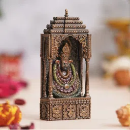 eCraftIndia Rustic Gold Handcrafted Lord Khatu Shyam Baba ji Idol with Temple-image-27