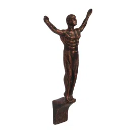 eCraftIndia Brown Standing Man Open Arms Decorative Wall Hanging image 2