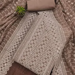 BlissFlair Floral Embroidered Sequinned Geogrette Unstitched Dress Material-picture-37