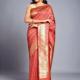 Mitera Striped Zari Banarasi Saree-picture-33