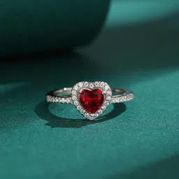 ISHKAARA Rhodium-Plated Stone Studded Forever Yours Finger Ring-picture-20