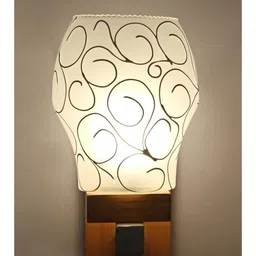 1ST TIME White & White Printed Wood Contemporary Abstract Shaped Shaped Wall Lamp image 2