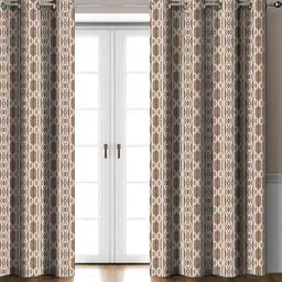 HOMEBREW FURNISHINGS Coffee Brown & Beige 2 Pieces Geometric Door Curtains-image-20