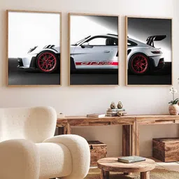 WALLLANE Set of 3 Sports Car Framed Wood Wall Paintings-image-76
