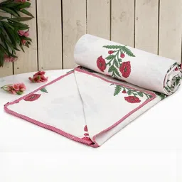 Anadhika Pink Floral AC Room Double Bed Dohar-picture-12