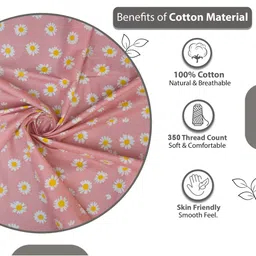 Star Weaves Pink & White Floral 350 TC King Bedsheet with 2 Pillow Covers image 5