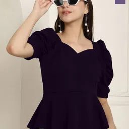 Tromko Women Pack Of 2 Sweetheart Neck Puff Sleeve Empire Top-image-8