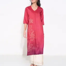 RANGMANCH BY PANTALOONS Floral Printed V-Neck A-Line Kurta image 2