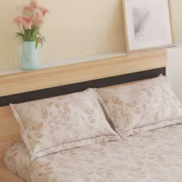 Home Centre Beige 200 TC King Bedsheet with 2 Pillow Covers image 5