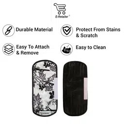 E-Retailer 4Pc Black Patterned Waterproof Refrigerator & Handle Cover With Oven Cover image 2