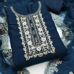 HERE&NOW Embroidered Organza Unstitched Dress Material-picture-30