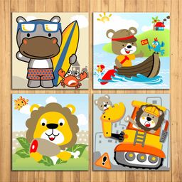 WENS Cute Cartoon Sparkle Laminated Wall Panels Set of 4 - Multicolor-picture-22