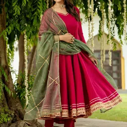 Anni Designer Gotta Patti Anarkali Kurta with Trousers & Dupatta-picture-41