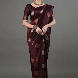CaniBani Woven Design Zari Silk Blend Handloom Banarasi Saree image 4