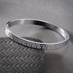 The Roadster Lifestyle Co Men Silver-Plated Kada Bracelet-image-62