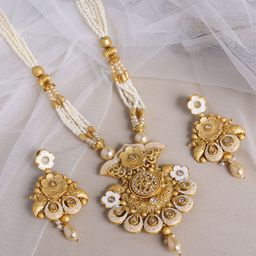 PANASH Gold-Plated Stone Studded & Beaded  Jewellery Set-picture-20