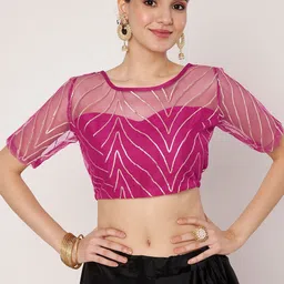 studio rasa Women Embroidered Short Sleeves Readymade Blouse-image-77