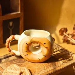 WEAVING HOMES Brown & Off White Printed Ceramic Glossy Mug image 5