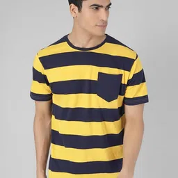 Stylecast X Kotty Yellow & Black Striped Pure Cotton T-shirt image 1