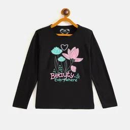 Fort Divine Kids Girls Black Cotton Printed T-shirt-picture-26