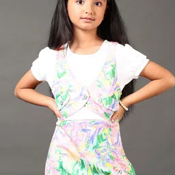 V-Mart Girl Floral Print Round Neck Puff SleevesA-Line Dress-image-51