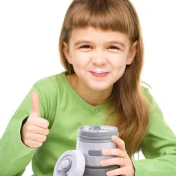 fab n funky Collapsible Silicone Multi-Use Travel Mug White Grey - 350 ml image 2