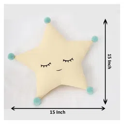 StyBuzz Star Shaped Cushion with Pom Poms - Yellow image 2