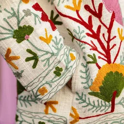 Gulaal Women Floral Lightweight Antimicrobial Open Front Jacket with Embroidered image 3