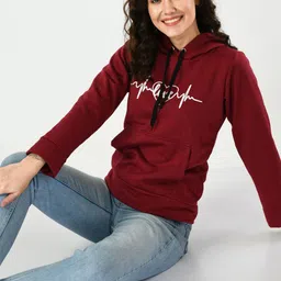 Brainbees Women Graphic Printed Hooded Pullover Sweatshirt-image-59