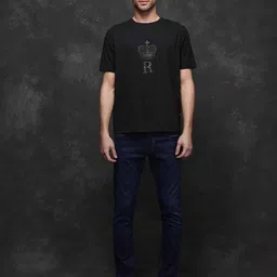 RARE RABBIT Men Printed Raw Edge T-shirt image 5
