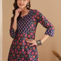 PRISCA Women Floral Printed Regular Pure Cotton Kurta with Trousers-picture-29