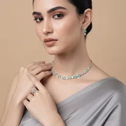 SZN Silver-Plated Cubic Zirconia Stone-Studded Jewellery Set-picture-34