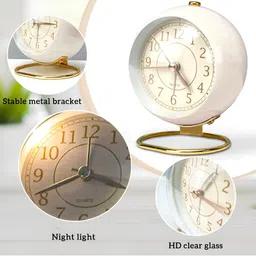 Kadio White & Gold-Toned Contemporary Alarm Clock image 2