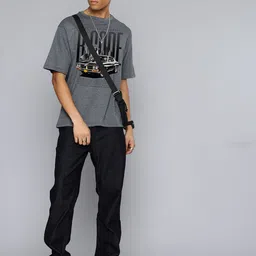 r.code by the roadster life co. R.Code by The Roadster Lifestyle Co. Men Graphic Printed Cotton Relaxed Fit T-shirt image 5