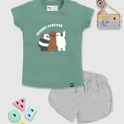 YK X Minute Mirth Infant Girls We Bare Bears Printed Pure Cotton T-shirt & Shorts-image-78