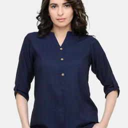 CORSICA Women Mandarin Collar Crepe Shirt Style Top-picture-25