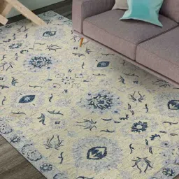 Cream Persian Wool 4 ft x 6 ft Hand Tufted Carpet by Saraswati Global-image-65