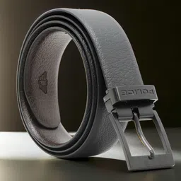 Police Men Genuine Leather Reversible Formal Belt with Polished Silver Pin Buckle-image-75