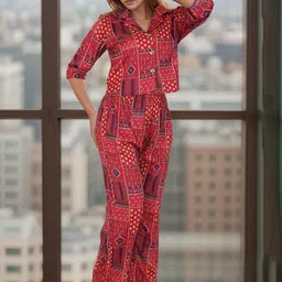 BAESD Printed Three Quarter Sleeves Shirt & Trouser Co-Ords image 3