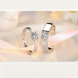 J.S ENTERPRISES Set Of 2 Unisex Stainless Steel Couple Finger Ring image 2