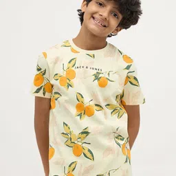 Jack & Jones Junior Boys Floral Printed Round Neck Pure Cotton T-shirt-picture-29