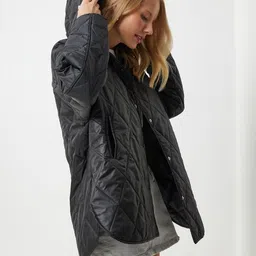 Happiness istanbul Geometric Priinted Lightweight Hooded Long Sleeves Quilted Jacket-picture-31