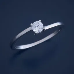 Kushal's Fashion Jewellery 92.5 Pure Silver Rhodium-Plated Cubic Zirconia Studded Ring image 1