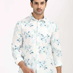 Indian Terrain Floral Printed Spread Collar Slim Fit Classic Cotton Shirt-picture-15