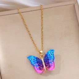 Shining Diva Fashion Gold-Plated Artificial Stones Studded Butterfly Shaped Pendant-picture-32